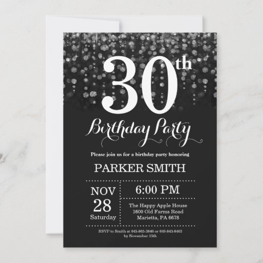 30e anniversaire Invitation Parties scintillant d' (Devant)