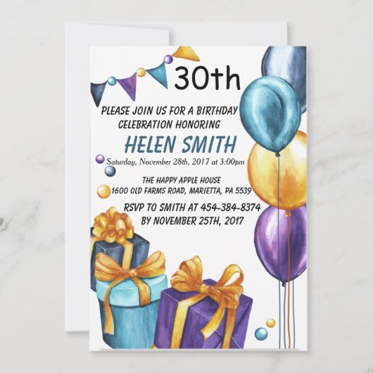 30e anniversaire Invitation Parties scintillant d' (Devant)