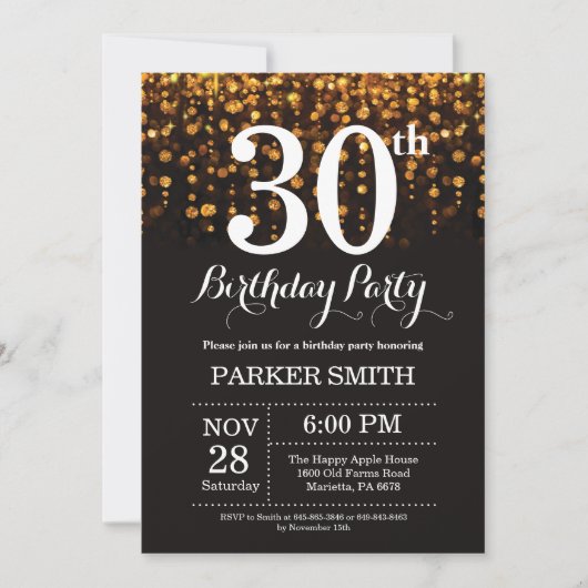 30e anniversaire Invitation Parties scintillant d' (Devant)