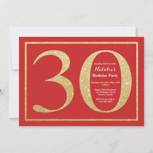 30e anniversaire Invitation Parties scintillant ro (Devant)