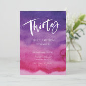 30e anniversaire Invitation Pink Purple Aquarelle (Debout devant)