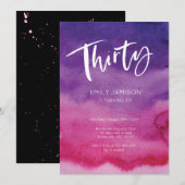 30e anniversaire Invitation Pink Purple Aquarelle (Devant / Derrière)