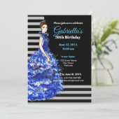 30e anniversaire Invitation Robe bleu mousseux (Debout devant)