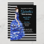 30e anniversaire Invitation Robe bleu mousseux (Devant / Derrière)