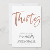 30e anniversaire Invitation Rose blanche Or Trente (Devant)