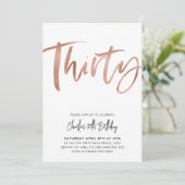 30e anniversaire Invitation Rose blanche Or Trente (Debout devant)