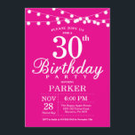 30e anniversaire Invitation rose chaud<br><div class="desc">30e anniversaire Invitation avec lumière à cordes. Arrière - plan rose chaud. Femme Lady Élégante anniversaire Moderne. 13e 15e 16e 18e 20e 21e 30e 40e 50e 60e 70e 80e 90e 100e, n'importe quel âge. Pour plus de personnalisation, cliquez sur le bouton "Customiser" et utilisez notre outil de conception pour modifier...</div>