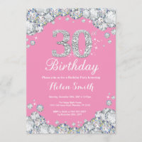 30e anniversaire Invitation rose et diamant d'arge