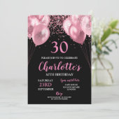 30e anniversaire Invitation rose néon noir (Debout devant)