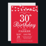 30e anniversaire Invitation Rouge<br><div class="desc">30e anniversaire Invitation avec lumière à cordes. Arrière - plan rouge. 13e 15e 16e 18e 20e 21e 30e 40e 50e 60e 70e 80e 90e 100e,  n'importe quel âge.
Pour plus de personnalisation,  cliquez sur le bouton "Customiser" et utilisez notre outil de conception pour modifier ce modèle.</div>