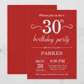 30e anniversaire Invitation rouge (Devant / Derrière)