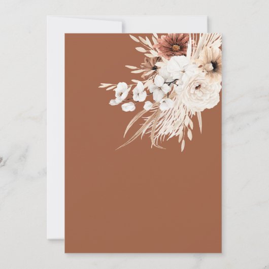30e anniversaire Invitation Terracotta Boho Pampas (Dos)