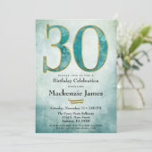 30e anniversaire Invitation Turquoise Blue Gold Ad (Debout devant)