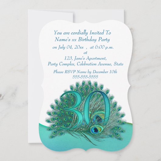 30e anniversaire Invitations (Dos)