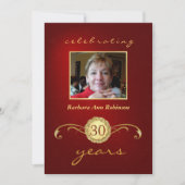 30e anniversaire Invitations - Monogramme rouge et (Devant)