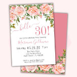 30e anniversaire Invitations Pink Floral Modern Pa<br><div class="desc">Invitations de 30e anniversaire rose floral moderne - soirée "bonjour 30!" avec arrière - plan blanc et belle impression que vous pouvez customiser avec toutes les informations de votre fête d'anniversaire. avec pêche et couleurs roses - élégant.</div>