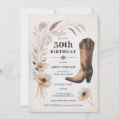 30e anniversaire Invitations Rustic Cowgirl Floral (Devant)