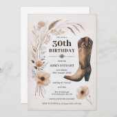 30e anniversaire Invitations Rustic Cowgirl Floral (Devant / Derrière)