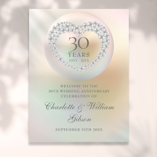 30e anniversaire Mariage Affiche de bienvenue perl