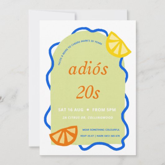 30e anniversaire Mexican Adios 20s Invitation de f (Devant)