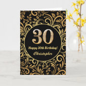 30e anniversaire Modèle floral noir et or (Fleur jaune)