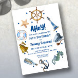30e anniversaire Nautique été 2024 Invitation<br><div class="desc">Les invitations d'anniversaire à thème nautique sont un thème chaud pour l'été 2024. Ce design fantaisiste est parfait pour un 30ème anniversaire. Il comprend des articles de voile tels que une roue de navire, la cloche de navire et l'ancre. Des objets d'inspiration océanique comme une étoile de mer et un...</div>