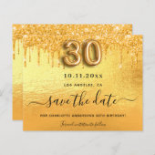 30e anniversaire or enregistrer la carte de date (Devant / Derrière)