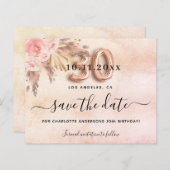 30e anniversaire pampas rose enregistrer la carte (Devant / Derrière)