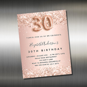 30e anniversaire rose or blush invitation aimant