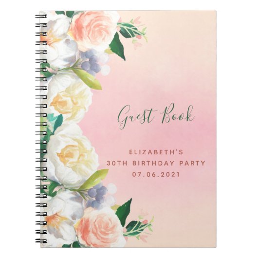 30e anniversaire rose rose florales or Livre d'or (Devant)