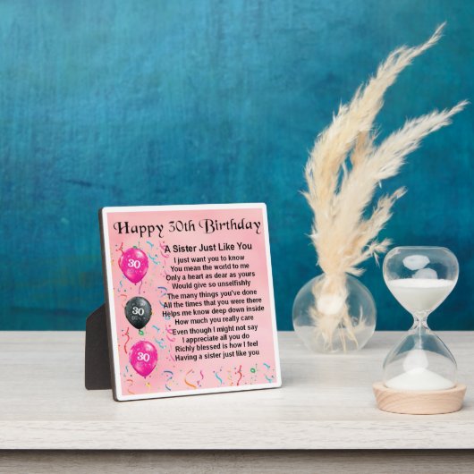 30e anniversaire Soeur Poem Plaque (Insitu)