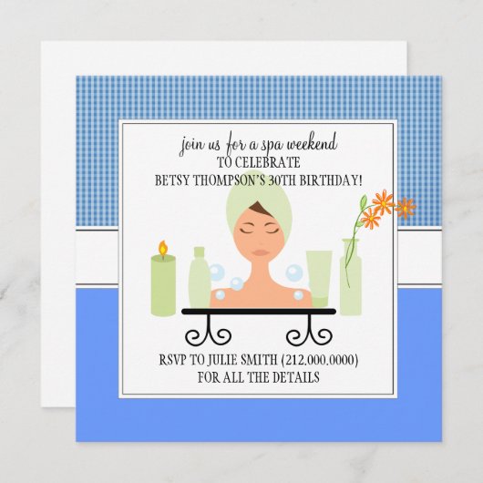 30e anniversaire Spa Weekend Getaway Invitation (Devant / Derrière)