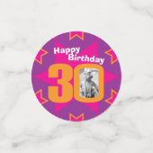 30e anniversaire star rose orange papier confetti (Petit recto)