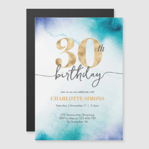 30e anniversaire Turquoise Invitation magnétique