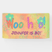 30e anniversaire WooHoo Nom Bannière personnalisée (Horizontal)