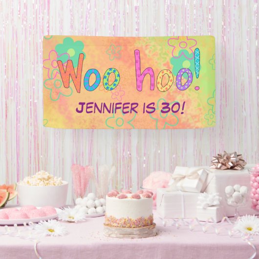 30e anniversaire WooHoo Nom Bannière personnalisée (Fête)