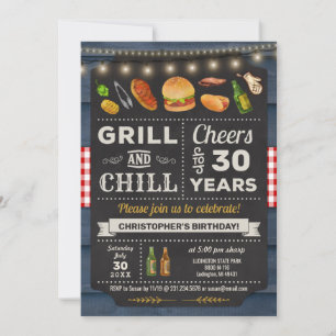 30e BBQ Grill and Chill Birthday Invitation Kaart