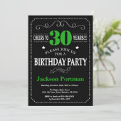 30e Birthday Black en Green Chalkboard Kaart (Staand voorkant)