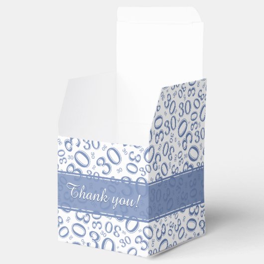 30e Birthday Blue/White Random Number Pattern Bedankdoosjes (Geopend)