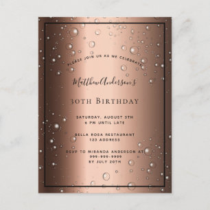30e Birthday bronze bruine zwarte belletje Briefkaart