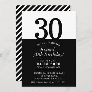 30E BIRTHDAY PARTIJ INVITE modern minimaal zwart Kaart