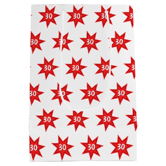 30e Birthday Red Star Medium Cadeauzakje (Achterkant)