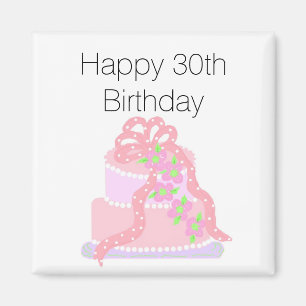 30e Birthday roze Cake Magneet