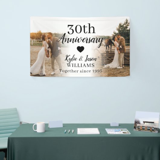 30e bruiloft Jubileum Custom 2 Photo Collage Spandoek (Beurs)