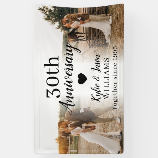 30e bruiloft Jubileum Custom 2 Photo Collage Spandoek (Verticaal)