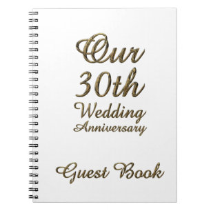 30e bruiloft Jubileum Gastboek Gold White Notitieboek