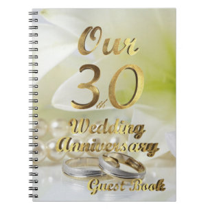 30e bruiloft Jubileum Gastboek Gold White Notitieboek