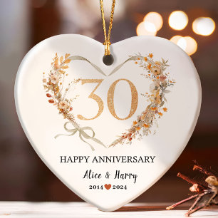30e bruiloft Jubileum Gold Hearts Paar Foto Ornament