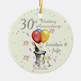 30e bruiloft Jubileum herberging bubbel Pearl Keramisch Ornament