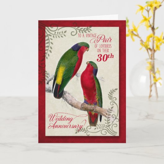 30e bruiloft Jubileum Loriket Parrots Kaart (Gele Bloem)